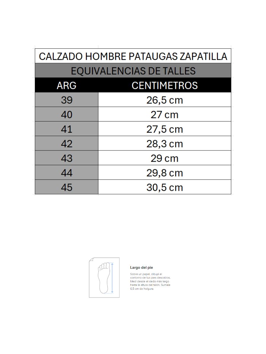 Tabla de talles